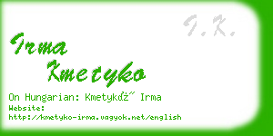 irma kmetyko business card